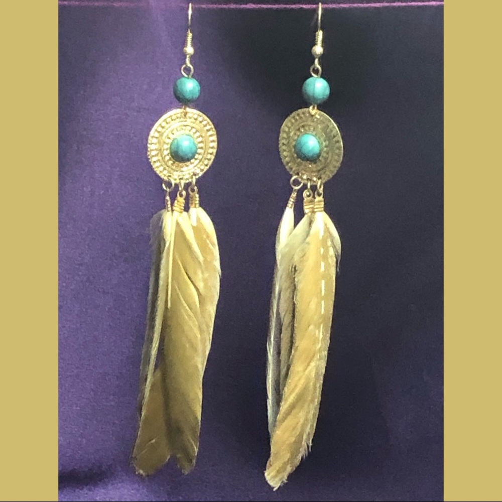 Real feather native style earrings